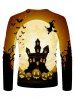 T-shirt d'Halloween Imprimé Sorcière Chauve-souris à Manches Longues - Multi M