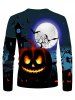T-shirt d'Halloween Décontracté Lune Graphique Citrouille à Col Rond - Multi 3XL