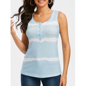 

Striped Button Placket Tank Top, Light blue