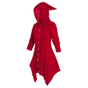 

Plus Size Velvet Hooded Handkerchief Coat, Red