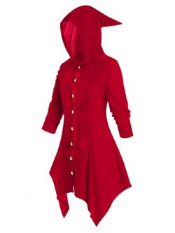Manteau à Capuche en Velours Grande Taille - RED - 5X