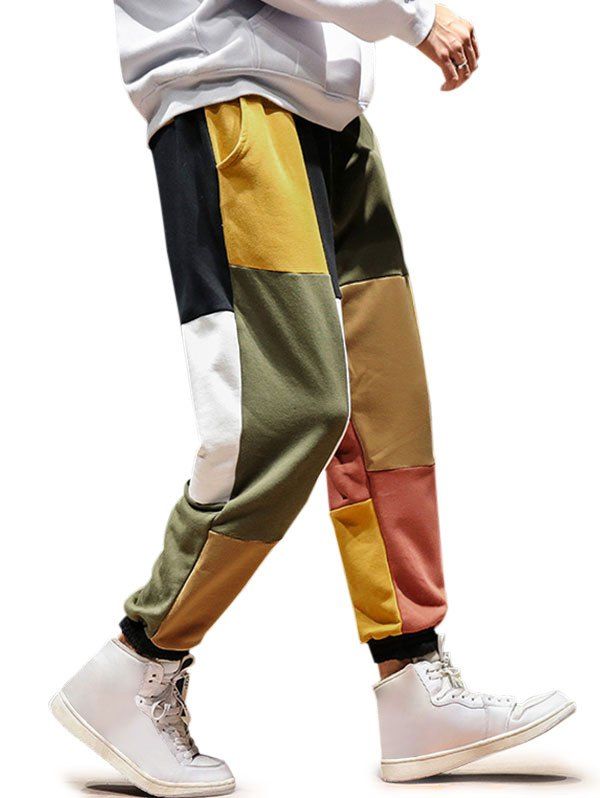 

Colorblock Drawstring Beam Feet Pants, Multi-a