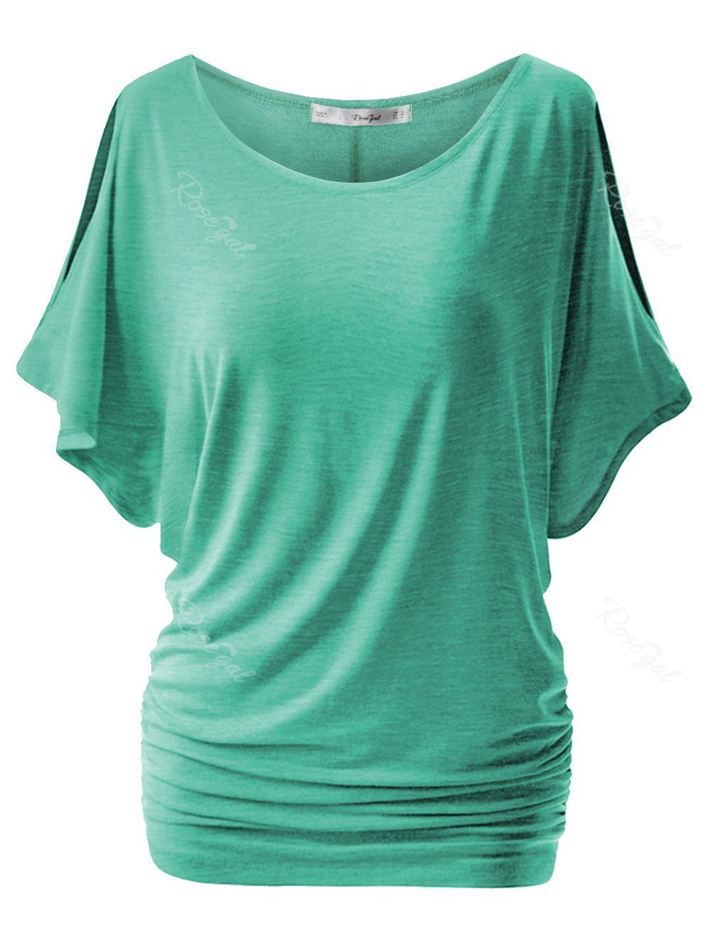 

Plus Size Split Sleeve Ruched Tunic Top, Light green