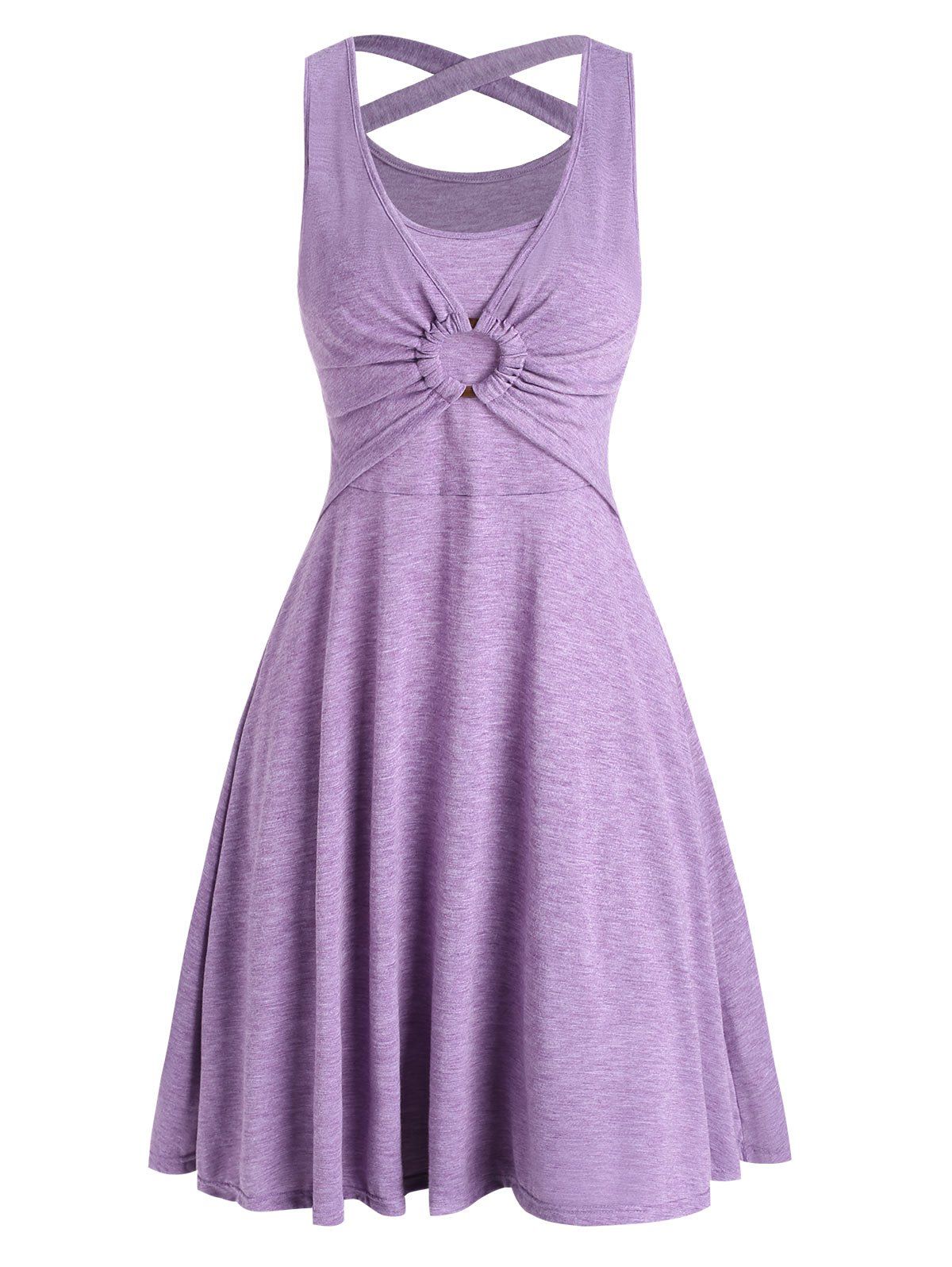 

Heather Crisscross O Ring Sleeveless Dress, Light purple