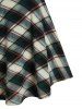 Plus Size Frilled Plaid Ruched Skirted Tunic Tee -  