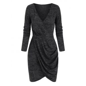 

Long Sleeve Space Dye Print Tulip Dress, Carbon gray