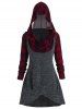 Plus Size Plaid Hooded Cowl Front Overlap Knitted Sweater -  