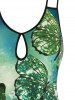 Plus Size Butterfly Tie Dye Keyhole Lace Panel Tank Dress -  
