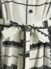 Robe Chemise à Fente Latérale à Carreaux Imprimée - Blanc Chaud M
