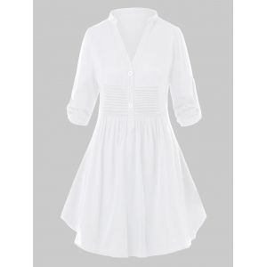 

Plus Size Roll Up Sleeve Ruched Blouse, White