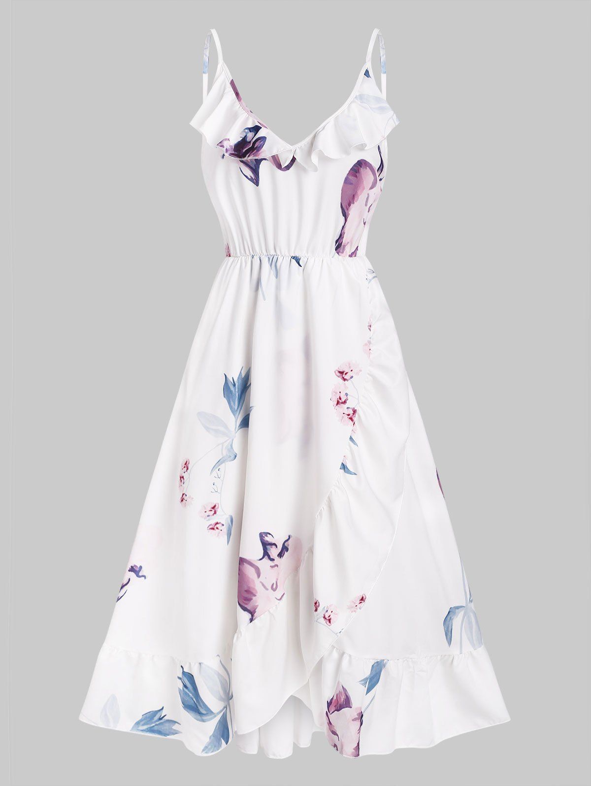 

Ruffle Floral Cami Dress, White