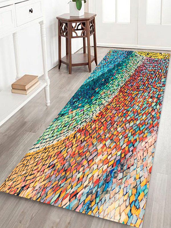 

Colored Gradient Stone Pattern Floor Mat, Multi