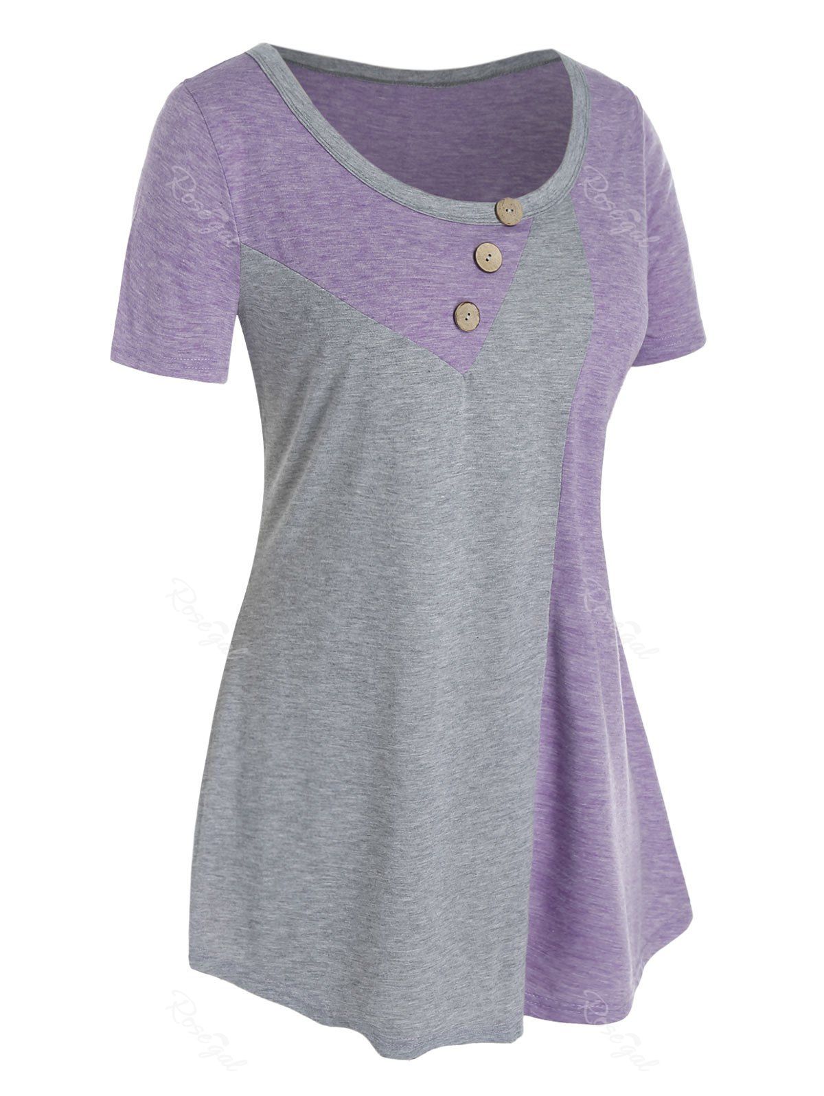 

Plus Size Colorblock T Shirt, Mauve