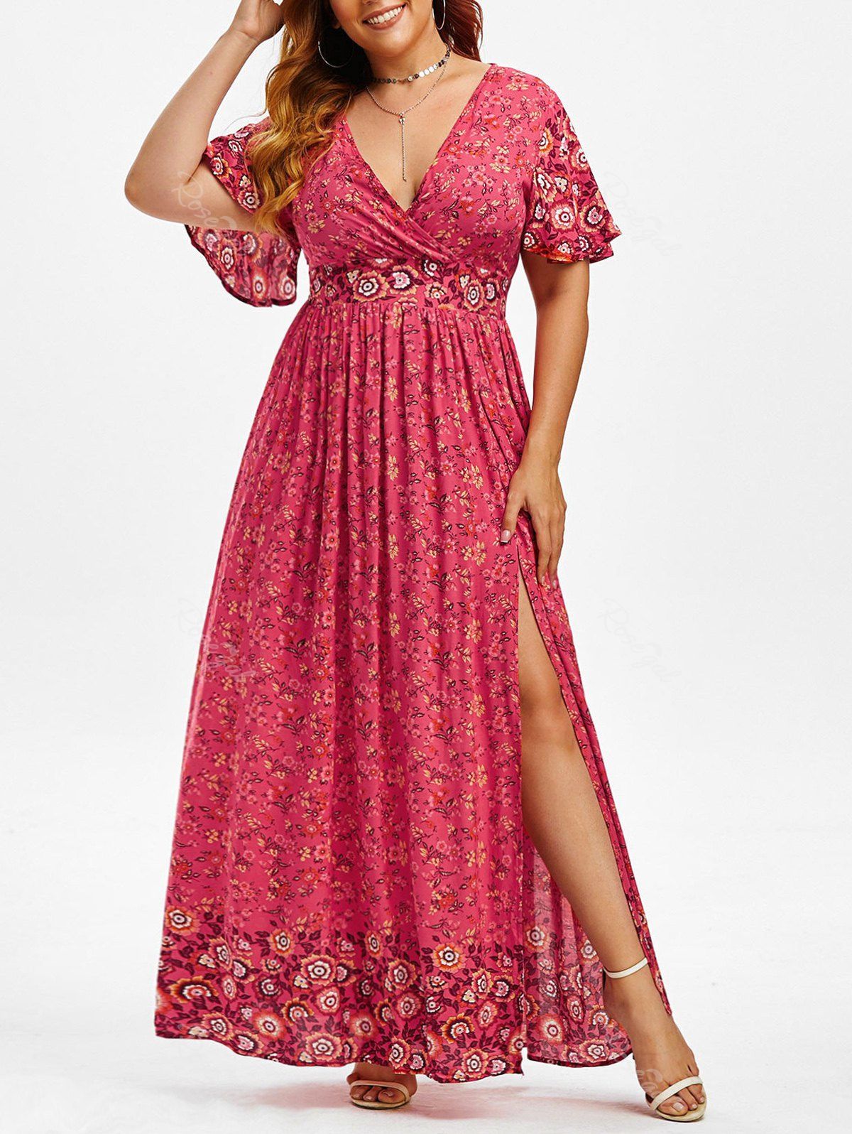 high slit maxi dress plus size