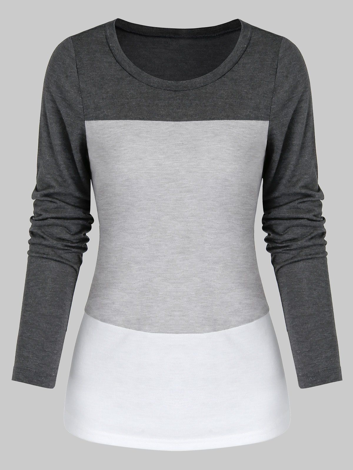 

Contrast Long Sleeve Heathered T-shirt, Multi-a