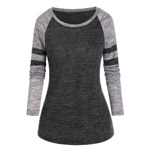 

Space Dye Stripe Raglan Sleeve T-shirt, Ash gray