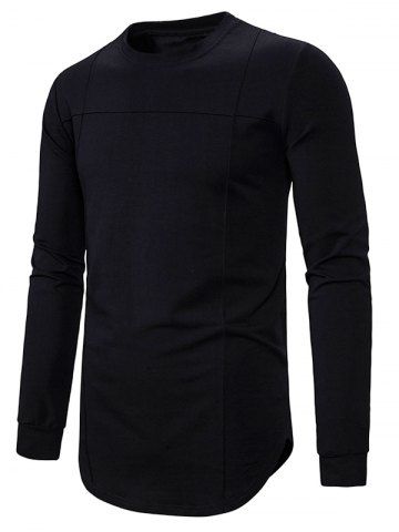 Sweat-shirt Gothique en Couleur Unie à Col Rond - BLACK - XL