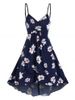 Floral Print Ruched Cami A Line Dress -  