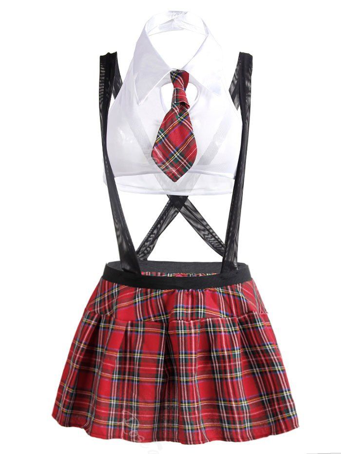 Plus Size Bow Tie Suspender Schoolgirl Lingerie Costume