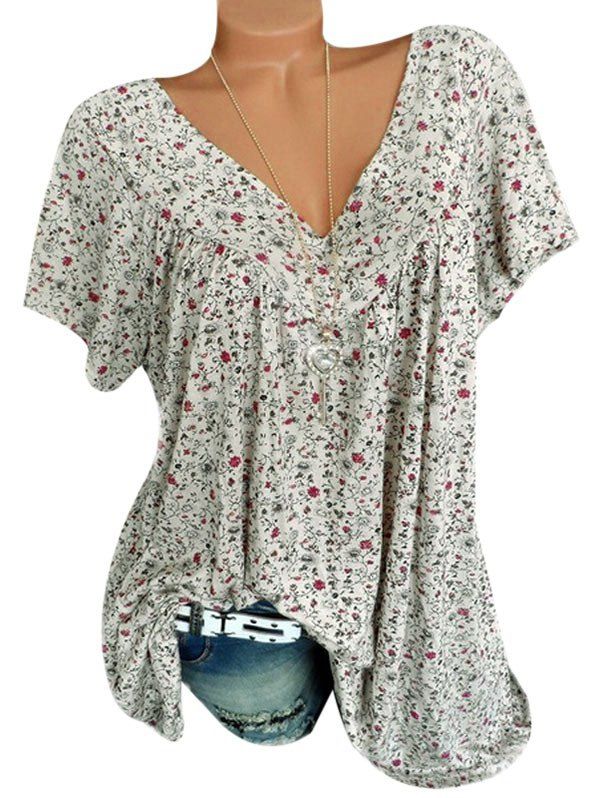 

Plus Size Ditsy Print Tee, Beige