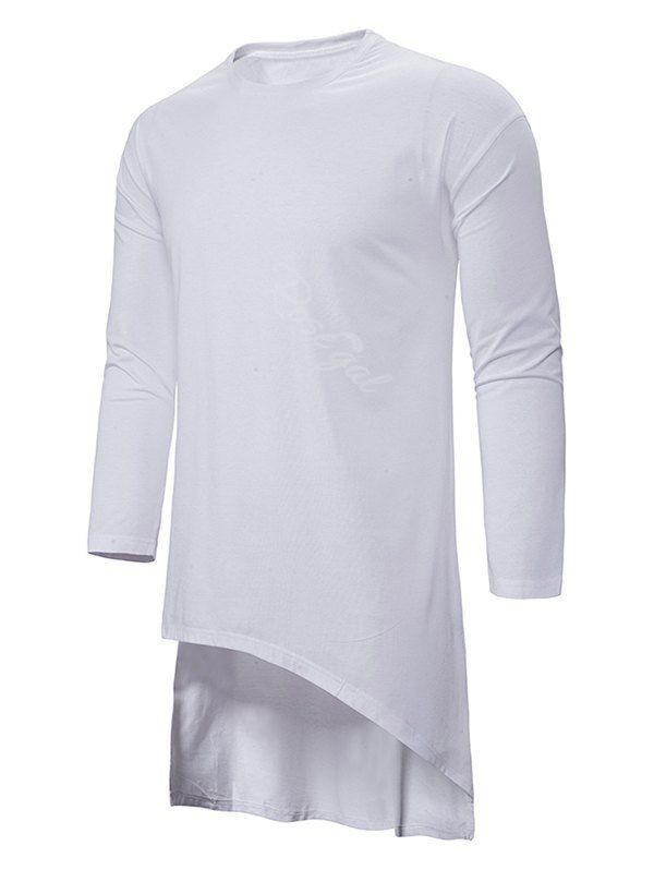 T-shirt Gothique Long Asymétrique Simple Fendu Blanc S