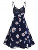 Floral Print Ruched Cami A Line Dress -  