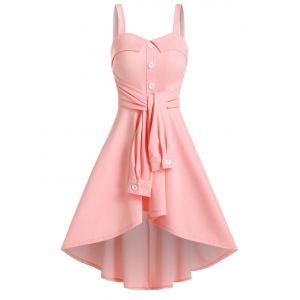 

Sleeveless Tie Front High Low Midi Dress, Pink