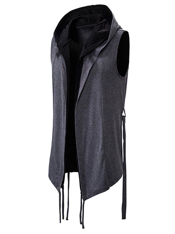 

Belted 2 in 1 Open Front Gothic Hooded Vest, Dark gray