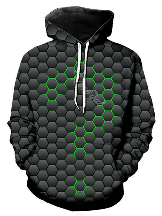 

Geometric Question Mark Graphic Front Pocket Casual Hoodie, Black