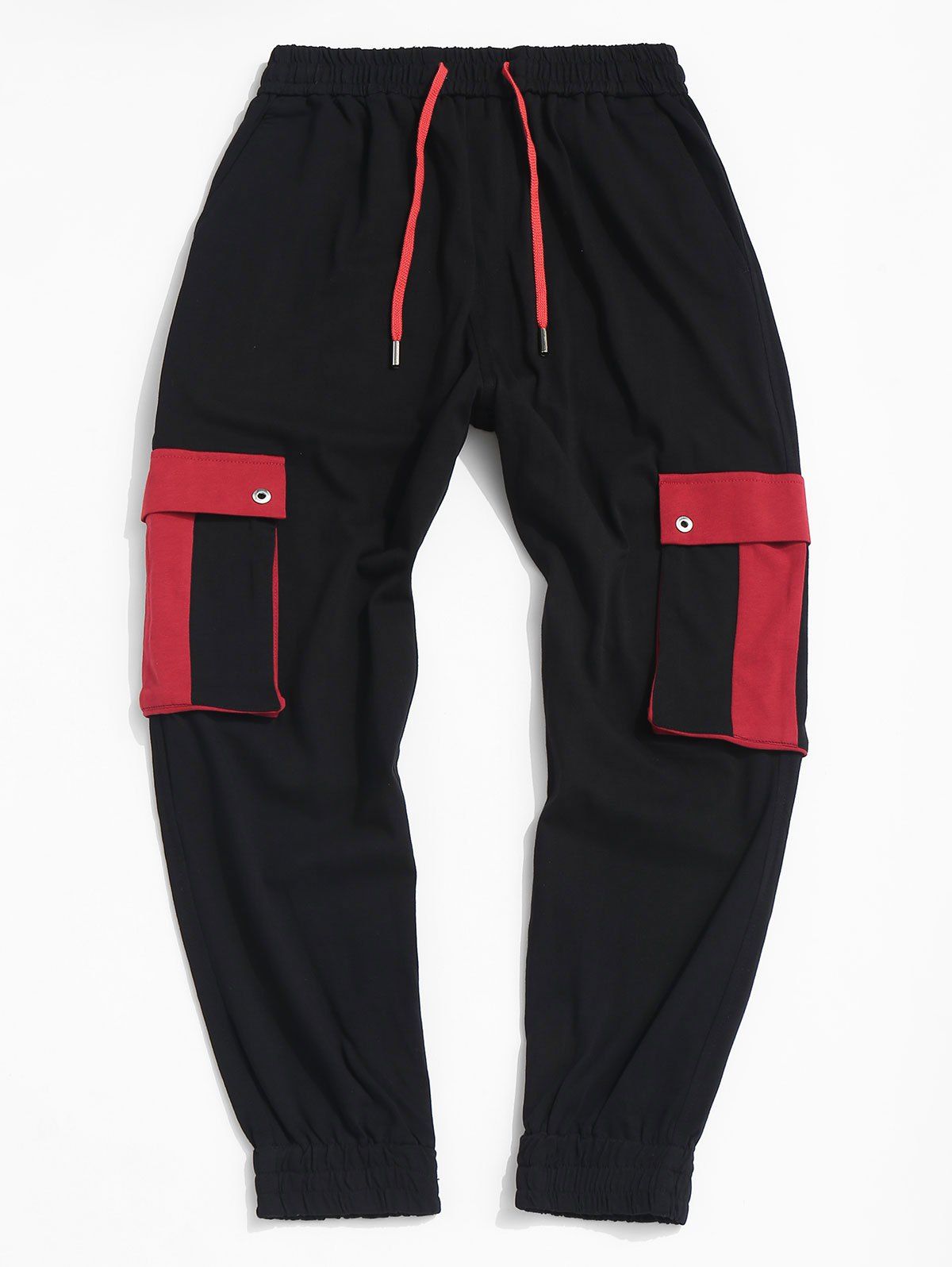 

Colorblock Drawstring Cargo Pants, Black