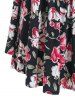 Plus Size Flower Pattern Ruched Lace Trim Tunic Tee -  
