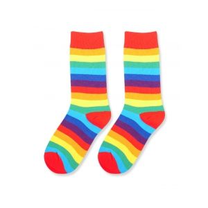 

Rainbow Color Striped Mid-calf Socks, Multi a