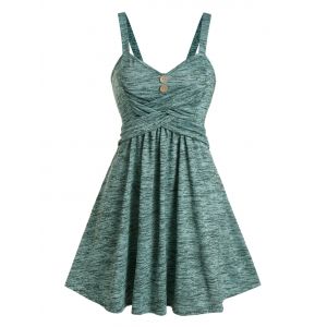

Space Dye Button Crisscross Mini Cami Dress, Dark turquoise
