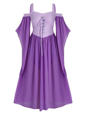 Plus Size Butterfly Sleeve Lace Up 