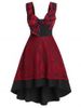 Plus Size Plaid Bowknot Lace Backless High Low 1950s Dress -  