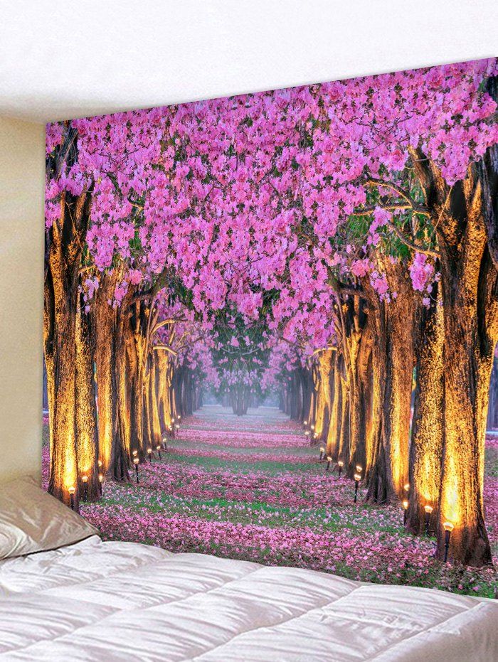 

Flowers Trees Path Pattern Wall Tapestry, Multi