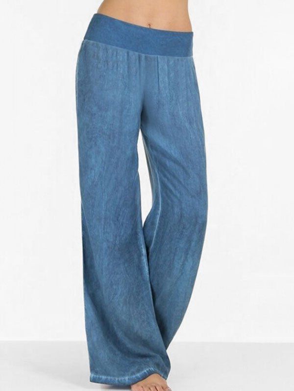 

High Rise Wide Leg Casual Pants, Light blue