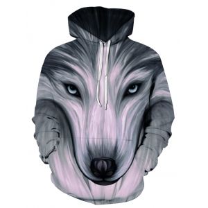 

Front Pocket Wolf Graphic Drawstring Pullover Hoodie, Multi