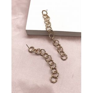 

Twist Chain Asymmetric Dangle Earrings, Golden