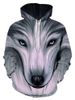 Front Pocket Wolf Graphic Drawstring Pullover Hoodie -  