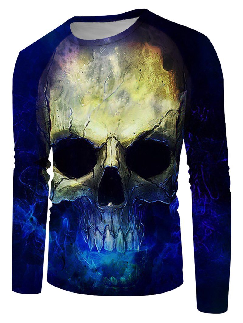

Skull Pattern Casual Long Sleeve T Shirt, Multi