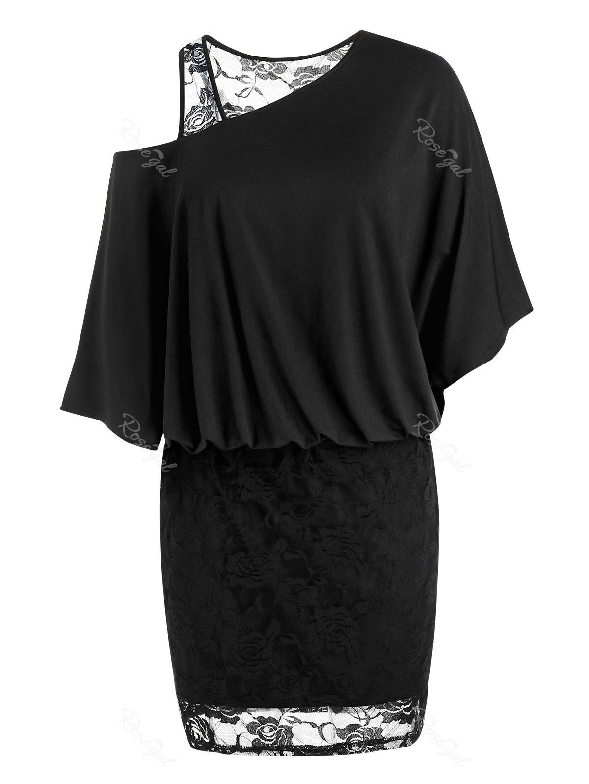 

Plus Size Dolman Sleeve Blouson Dress, Black