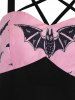 Front Strappy Bat Print Mini A Line Dress -  