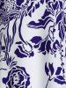 Haut Courbe Fleur Abstrait à Double Bretelle de Grande Taille avec Nœud Papillon - Pourpre  3X