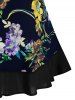 Plus Size Floral Print Flutter Sleeve Blouse -  