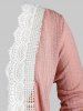 Plus Size Crochet Panel Draped Scalloped Knitted Cardigan -  