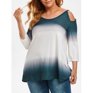 

Ombre Cold Shoulder Plus Size Top, Deep green