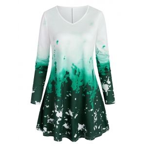 

Plus Size Ombre Color Tunic T Shirt, Green