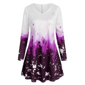

Plus Size Ombre Color Tunic T Shirt, Purple