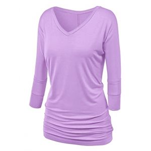 

Plus Size Batwing Sleeve Ruched T Shirt, Light purple
